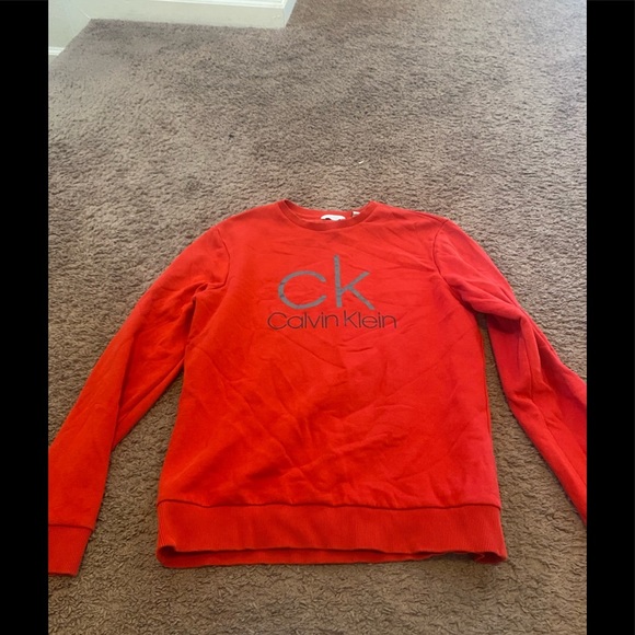 Calvin Klein Other - Calvin Klein Red Logo Sweatshirt Crew Neck Cotton Size S *stain